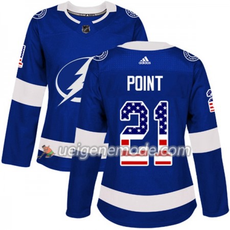 Dame Eishockey Tampa Bay Lightning Trikot Brayden Point 21 Adidas 2017-2018 Blue USA Flag Fashion Authentic